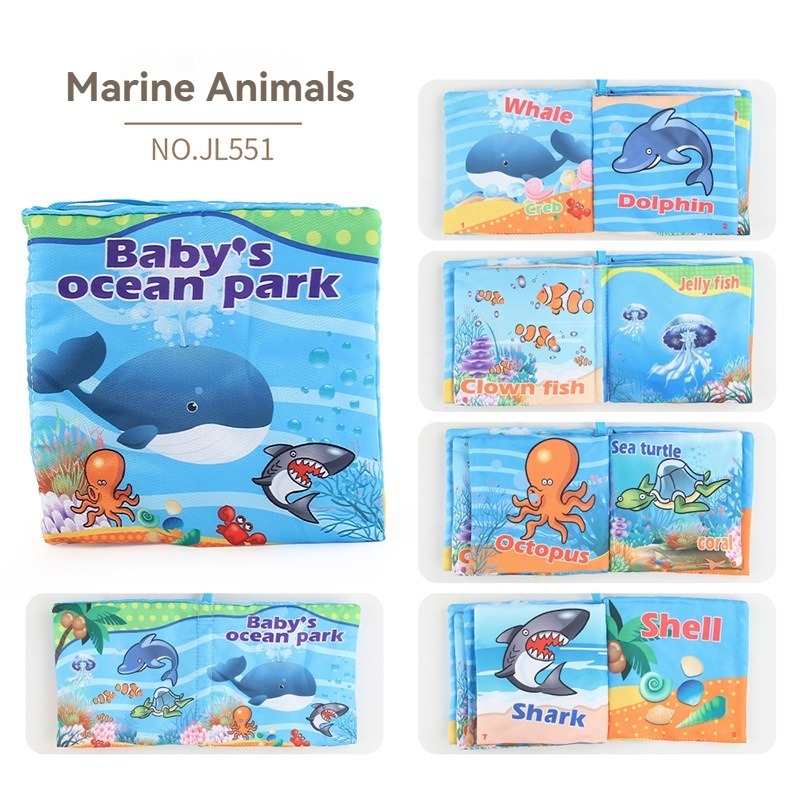 Cartoon Animal Baby Cloth Book Kids Early Learning Develop Cognize Reading Puzzle Books Parent-child Interactive Soft Rustle Sound Baby Toys